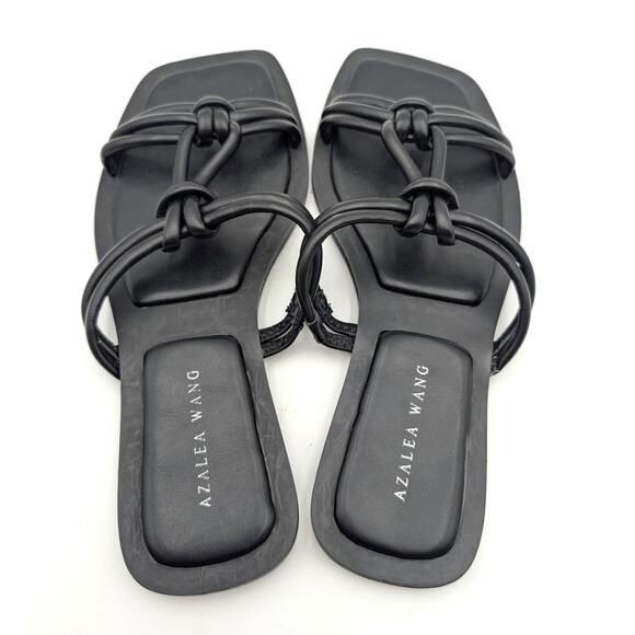 Azalea Wang Stetson Tubular Straps Knot Flat Sandals Women's Black US7 EU37.5 - Picture 10 of 11